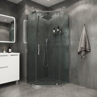 Душевое ограждение Niagara Eco NG-1009-14D (90х90х190) трапеция,распашное,хром,стекло прозрачное,1 место